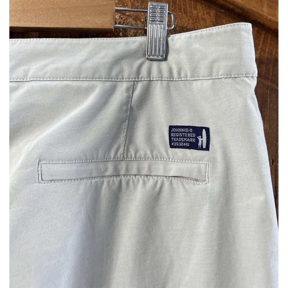 Mens Johnnie-O Poly Cotton Blend Chino Shorts Flat Front Sz 36